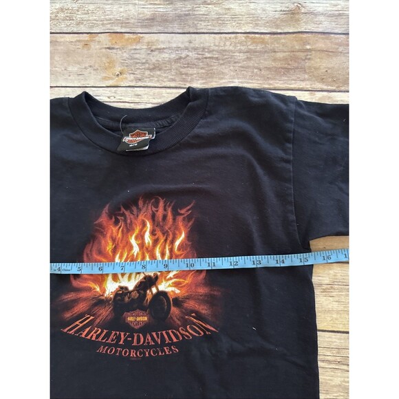 Vintage Harley-Davidson Shirt Youth 10/12 Flame Orlando Motorcycle Tee Black - Picture 4 of 7